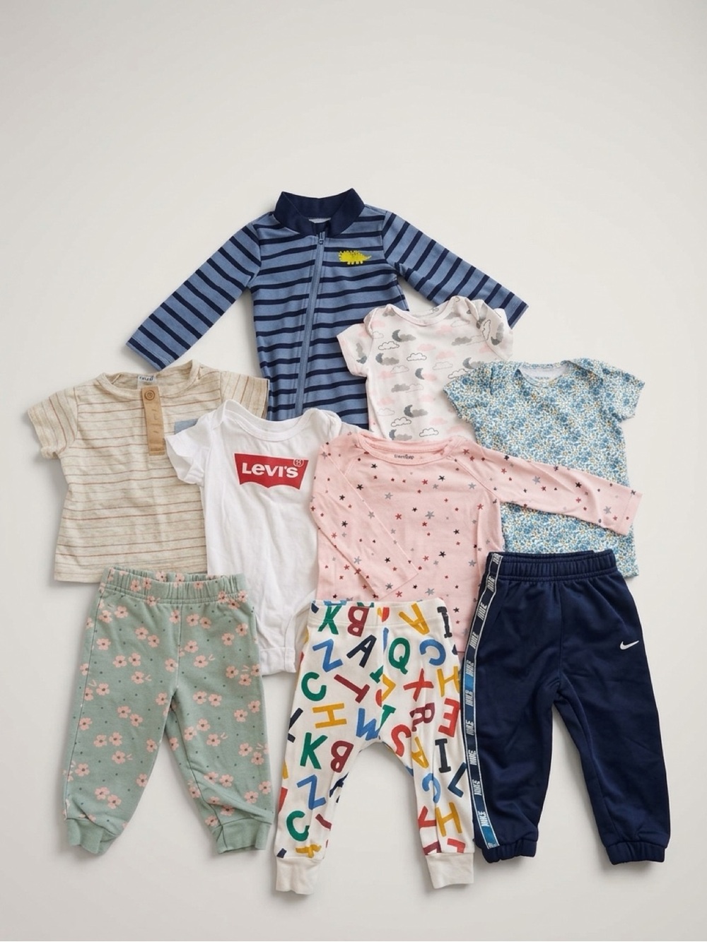 Levi's White Logo Onesie & Mixed Baby Outfit Set — Navy, Pink, Mint, Blue